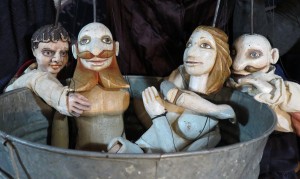 Puppets of "Duke Oldrich & Washerwoman Bozena, the True Story: A Historical Comedye in Three Acts." Photo by Jonathan Slaff.